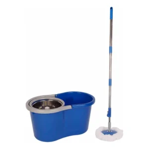 Balde Esfregão Giratório Mop Inox 8 Litros Com Cesto Limpeza