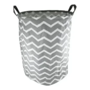 Cesto Organizador Dobrável 60L Top Rio Cinza Alças em Couro Multiuso