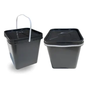 Balde Quadrado 16l Para Eletricista Com Tampa 2 Pçs Preto