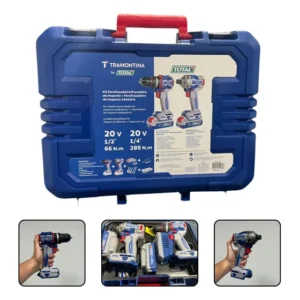 Kit Paraf/furadeira + Parafusadeira Tramontina Imp By Total Azul 20v