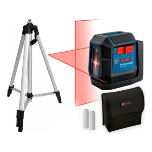 Nível A Laser Vermelho 2 Linhas Bosch Gll12-22 Profissional 12 Metros Com Tripé E Acessorios