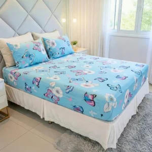 Jogo De Lençol Cama Queen Size 3 Peças Box Estampado Com Elástico Malha 100% Algodão Cozzilar Toque Macio Hotel Pousada Modelo 2