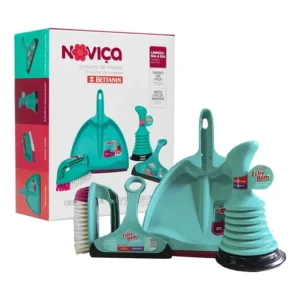 Kit 4 Utensílios Pá Rodinho Pia Escova Desentupidor Bettanin Verde