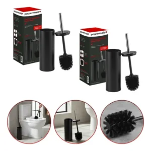 Kit 2 Escovas Sanitária Powermaid Matte Cabo Inox Base Fosca Preto