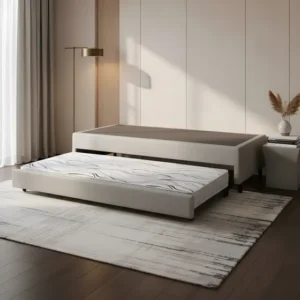 Bicama Box Solteirão Courino Cinza 96x203 E Colchão Auxiliar