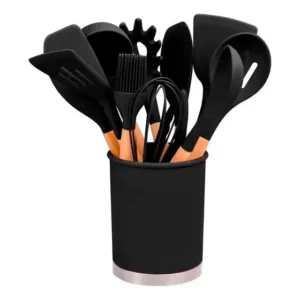 Jogo 12 Peças Utensílios Silicone Colher Espátula Concha