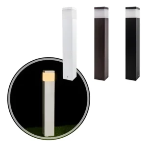 Poste Luminária Balizador Em Alumínio Para Jardim 50cm St222 Cúpula Branco Estrutura Branco