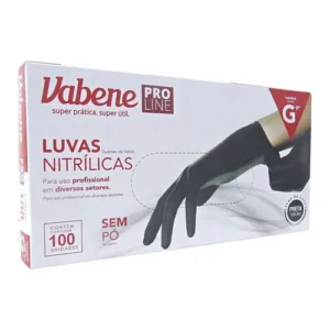 Luvas Nitrílicas Vabene Pro Line Sem Pó Tam:g C/100 Un Preta Tamanho G