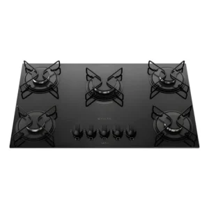 Cooktop 5 Bocas Preto Com Mesa De Vidro Atlas Milão Preto 127/220v