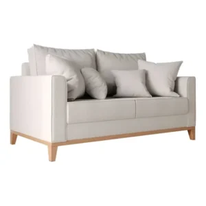 Sofá 2 Lugares Beny Base De Madeira Linho Cotton Cru