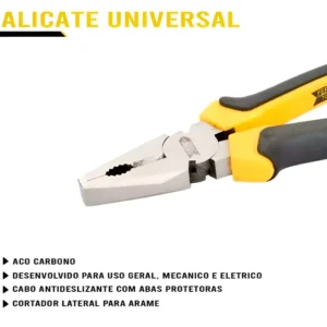 Alicate Universal Fertak 8'' Profissional Aço Carbono Cabo Antideslizante