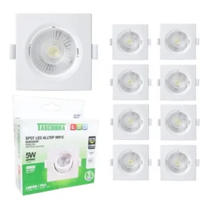 Spot Led Embutir Quadrado Alltop Mr16 5w Taschibra Kit Com 10 Unidades Cor Neutro 4000k