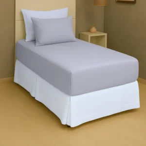 Jogo De Lençol Cama Solteiro Size 2 Peças Box Liso Com Elástico Malha 100% Algodão Cozzilar Toque Macio Hotel Pousada Cinza