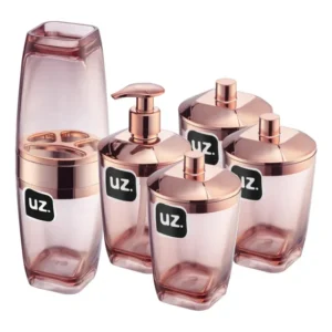Kit Banheiro 5 Pçs Porta Escova Sabonete Líquido Premium