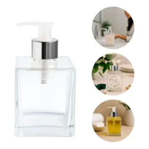 Porta Sabonete Líquido Vidro Cubo 250ml Seven Glass Prata 5 Unid