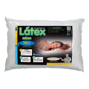 Travesseiro De Látex Médio 14 Cm - Capa Removível Branco