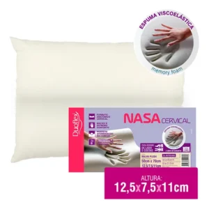 Travesseiro Nasa Cervical Duoflex Altura 12,5x7,5x11cm Para Fronha 50x70cm Antiácaro Capa Plush com zíper