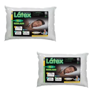 Kit 2 Travesseiros Látex Extra Alto 18cm De Altura Branco