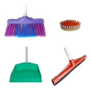 Kit Limpeza Vassoura Rodo Pá Escova Lavadeira Casa Cozinha