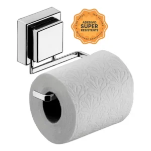 Suporte De Papel Higiênico Para Banheiro, Adesivo super resistente - Future Cromado