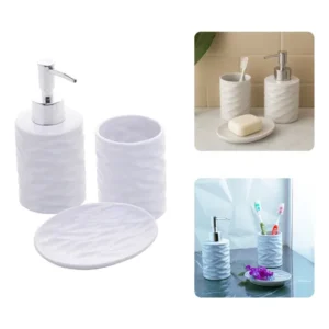 Kit Banheiro Lavabo 3 Peças Cannes Branco E Prateado - Lyor
