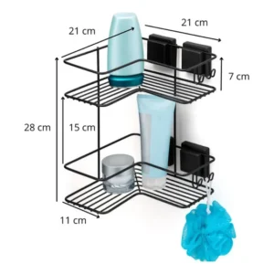 Porta Shampoo Sabonete Ventosa Não Enferruja Cor Preto nao precisa de furar a parede para fixar o suporte.