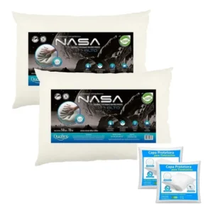 Kit 2 Travesseiros Nasa Original Alto + 2 Capas Protetora