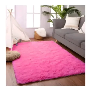 Tapete Sala Quarto Costa Oro Super Peludo 200x140cm Shaggy Cor Rosa-chiclete