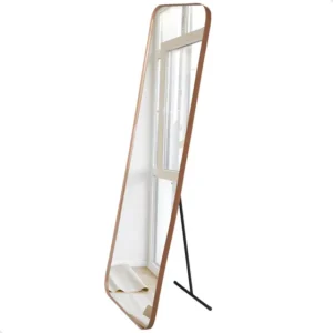 Espelho Grande Retângular 150x50cm C/ Suporte De Chão Moldura Caramelo
