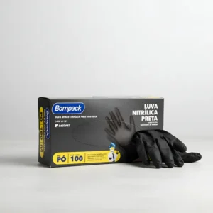 Luva Nitrilica Bompack Preta M C/100
