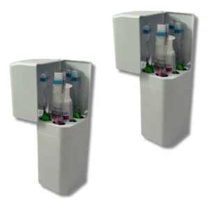 Kit 2 Porta Escovas De Dente Com Tampa Organizador Adesivo Cor Branco