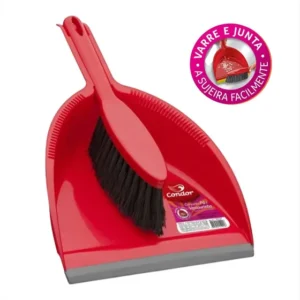 Conjunto Pá E Escova De Mão Limpeza Lavanderia Vermelha Vermelho