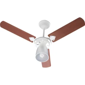 Ventilador de teto Tron Marbela 51.01-0856 com 3 pás de MDF verniz estrutura branco, 96cm de diâmetro