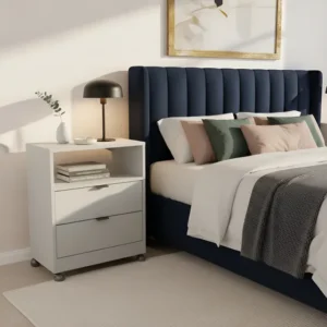 Criado Mudo FL Decor Branco 50cm MDF 2 Gavetas Telecópicas com Nicho