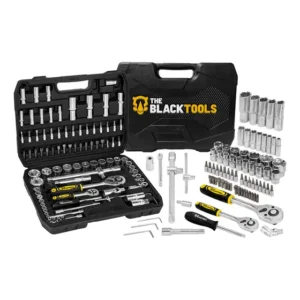 Jogo De Ferramentas Soquetes Encaixe 1/4 E 1/2 Pol. Catraca Reversível Aço Crv 94 Peças Com Maleta Tkf94 The Black Tools