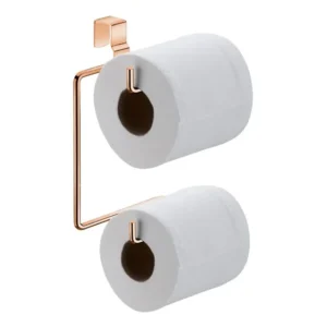 Porta Papel Higiênico Duplo Suporte Aço P/ Caixa Acoplada Rose Gold