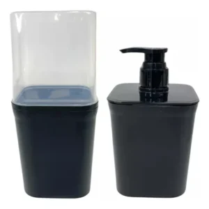 Conjunto De Banheiro 2 Peças Porta Escova Porta Sabão Preto