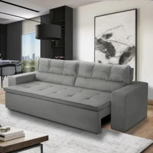 Sofá Retrátil Reclinável 3 Lugares C Molas 1,80m Vegas Suede Cor Cinza