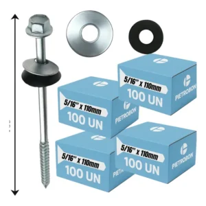 400un Parafuso Telheiro 110mm 5/16 Zincado Vedação Telha