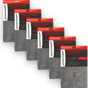 6 Un Pano De Chão Microfibra Com Furo 60cm X 50cm Powermaid Cinza