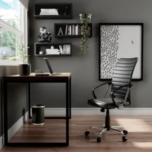 Cadeira de escritório Mobly Oslo ergonômica preta com estofado de couro sintético