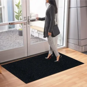 Tapete Capacho 100x60 Liso 12mm Antiderrapante Preto