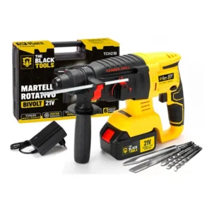 Martelete Perfurador Rompedor Profissional De Impacto Rotativo A Bateria Com Maleta e Acessorios The Black Tools
