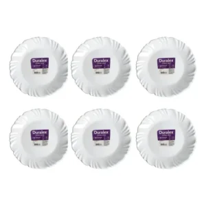 Jogo 6 Pratos Pétala Raso Branco Duralex Opaline Vidro
