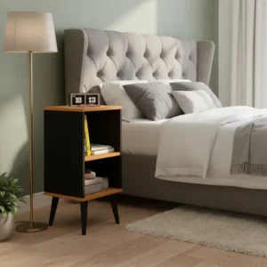 Mesa De Cabeceira Com Prateleira E Nicho Para Quarto Retro