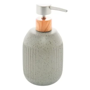 Porta Sabonete Liquido De Ceramica Granilite Lines 430ml Cor Cinza