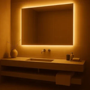 Espelho Retangular Com Led Luz Quente De Parede Para Banheiro Quarto E Sala Demoglass Led Quente - A 80 X L 50