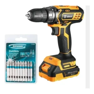 Parafusadeira Furadeira Deko 20v 3/8 Jogo 10 Bits Phillips 20v
