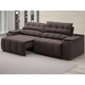 Sofá Com Usb Retrátil E Reclinável Samurai 2m Cor Chocolate