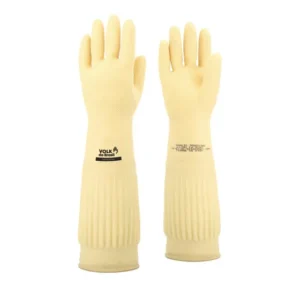 Luva Látex Natural Grossa Ranhurada Amarelapunho Longo Volk 40cm Limpeza Cozinha Serviço Ca 15100 Tamanho G